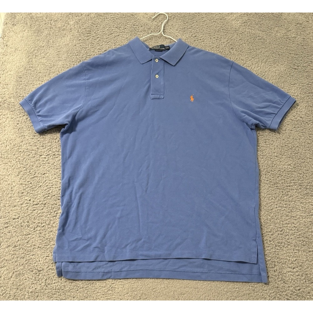 VTG‎ Polo Ralph Lauren Polo Shirt Men 2XL XXL Blue Short Sleeve